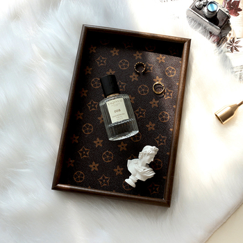 Tavă de prezentare pentru bijuterii, din lemn și piele artificială, Mirror Shadow, pentru fotografie de produs, greutate 330 g