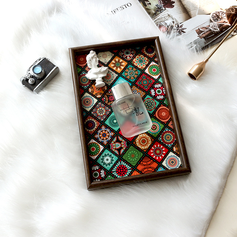 Tavă de prezentare pentru bijuterii, din lemn și piele artificială, Mirror Shadow, pentru fotografie de produs, greutate 330 g