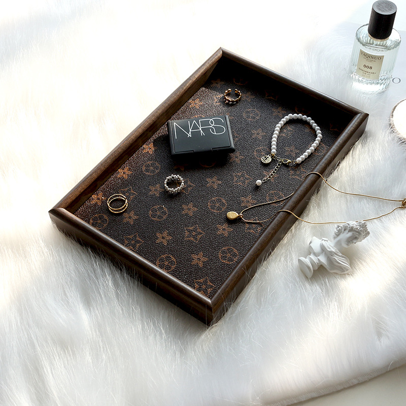 Tavă de prezentare pentru bijuterii, din lemn și piele artificială, Mirror Shadow, pentru fotografie de produs, greutate 330 g