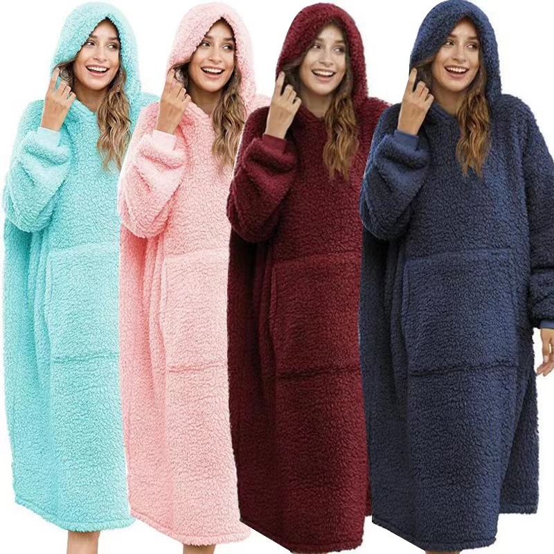 TV deka s kapuljačom i dvostrukim baršunom Sherpa, poliester, 500–800 g, nordijski zimski stil