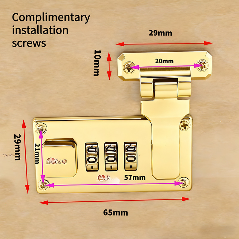 Trodijna digitalna brava za kutiju alata, tijelo od cinkovog legura, debljina zaključne šipke 65, razmak šipki 65×29