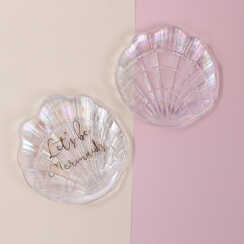 Mirror Shadow 001 Fundal pentru fotografierea produselor – Placă din sticlă, manual manevrată, în formă de scoică, pentru ședințe foto de manichiură