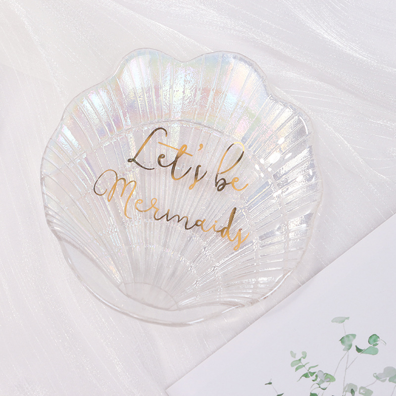 Mirror Shadow 001 Fundal pentru fotografierea produselor – Placă din sticlă, manual manevrată, în formă de scoică, pentru ședințe foto de manichiură