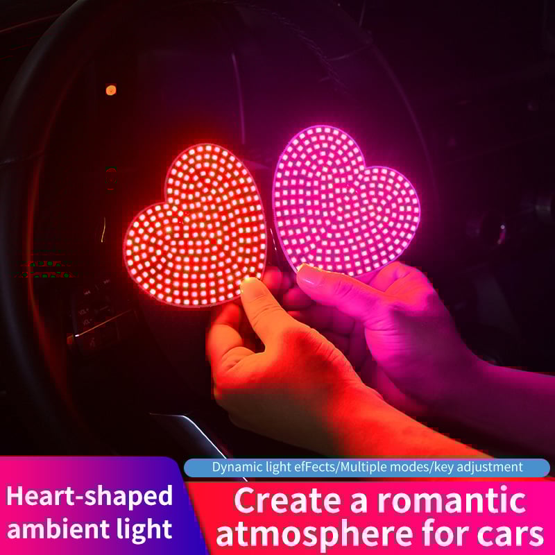 USB ljubavna LED svjetiljka za auto – dekorativna LED svjetiljka s dizajnom srca, 5W, 5V, 6000K, 100 lm, univerzalna kompatibilnost