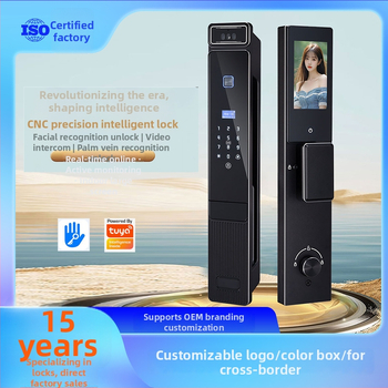 Pametna brava za vrata s 3D prepoznavanjem lica, dlanske vene i otisak prsta, lozinka i upravljanje putem aplikacije (50 otisaka, 10.000+ otključavanja, skeniranje <2s, FAR 1%, FRR <1%)