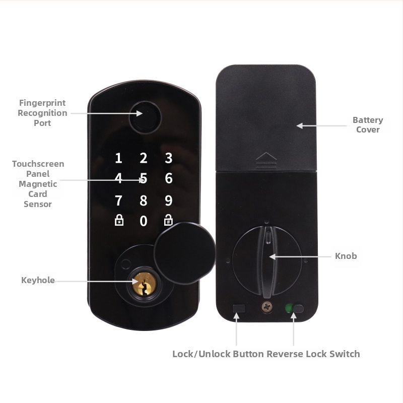 AF07 Smart zámok - odtlačok prstu a heslo, 100 odtlačkov, 100000+ odomknutí, sken <1 s, falošná identifikácia <0,001%, prevádzková teplota -20°C až 70°C