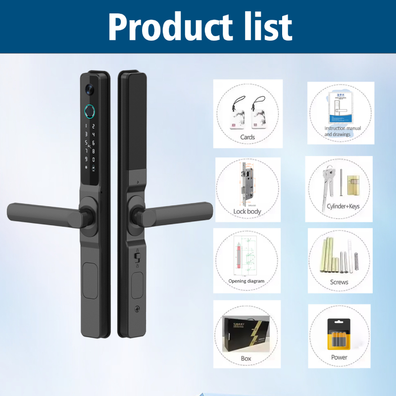 Έξυπνο κλείδωμα από κράμα αλουμινίου με WiFi, ανάγνωσης δακτυλικού αποτυπώματος και κάμερα παρατήρησης για συρόμενες πόρτες, αδιάβροχο