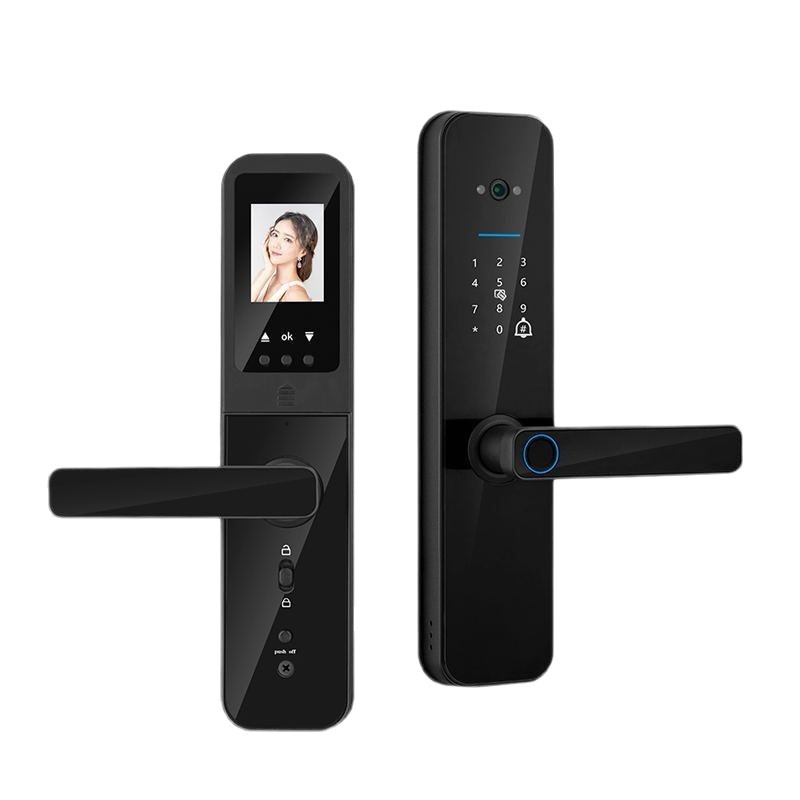 Smart zámok na dvere s 3D Cat Eye verzia F008 Cat Eye, aplikácia Graffiti, viaceré spôsoby odomknutia: otlačok prsta, heslo, karta, mobil, diaľkové odomknutie, vhodné pre byt, hotel alebo dom