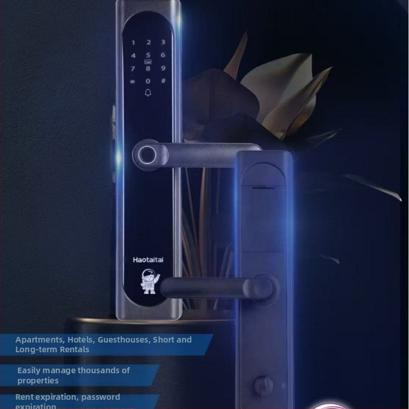 Έξυπνο κλειδί πόρτας με αναγνώριση δακτυλικού αποτυπώματος, κωδικό και κλειδί; 50 αποτυπώματα αποθηκευμένα; σάρωση 0,01 s; πάνω από 100000 ξεκλειδώσεις; τροφοδοσία DC