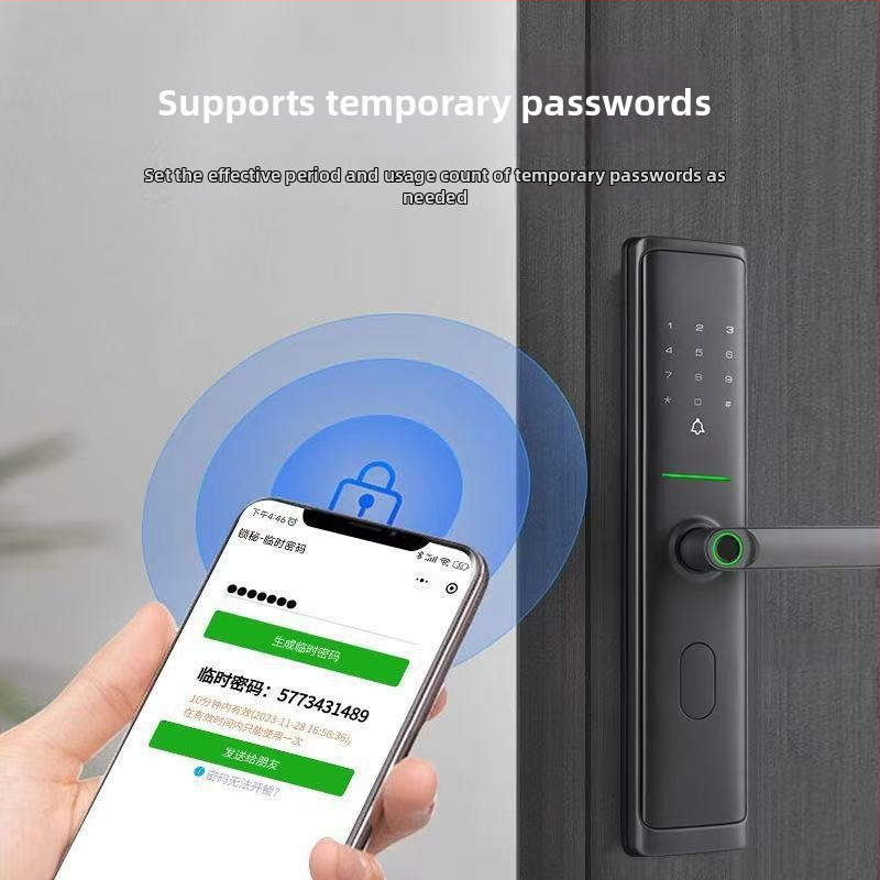 Έξυπνο κλειδί πόρτας με αναγνώριση δακτυλικού αποτυπώματος, κωδικό και κλειδί; 50 αποτυπώματα αποθηκευμένα; σάρωση 0,01 s; πάνω από 100000 ξεκλειδώσεις; τροφοδοσία DC