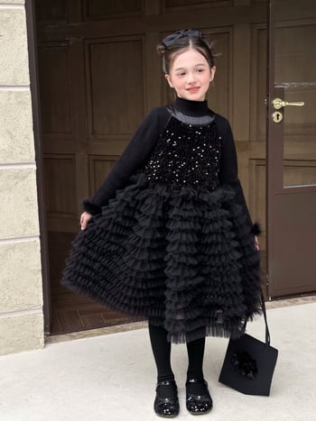 Dječja haljina Princeza Cake Dress, 100% poliester, zima 2025, za djevojčice od 8 godina i više, sigurnosna razina B