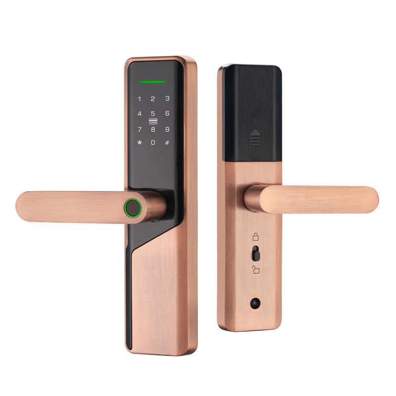 TTLock βιομετρικό smart lock με Bluetooth, ημι-αυτόματη πόρτα διαμερίσματος για ξύλινες πόρτες, ψηφιακή κάρτα, κωδικός και εξ αποστάσεως ξεκλείδωμα | Αποθήκευση δακτυλικών αποτυπωμάτων 50; >100000 ξεκλειδώσεις; χρόνος σάρωσης <0.01 s; FAR <0.001; FRR <0.01