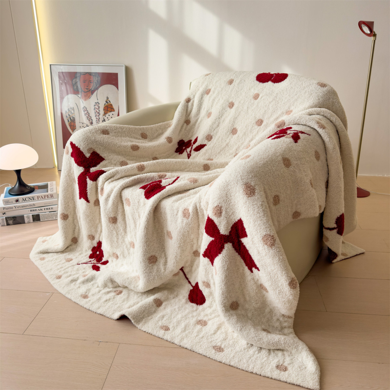 Bowknot kanapé takaró – poliészter, 1,0–1,5 kg, négy évszak, egyszínű minta, rajzfilm stílus