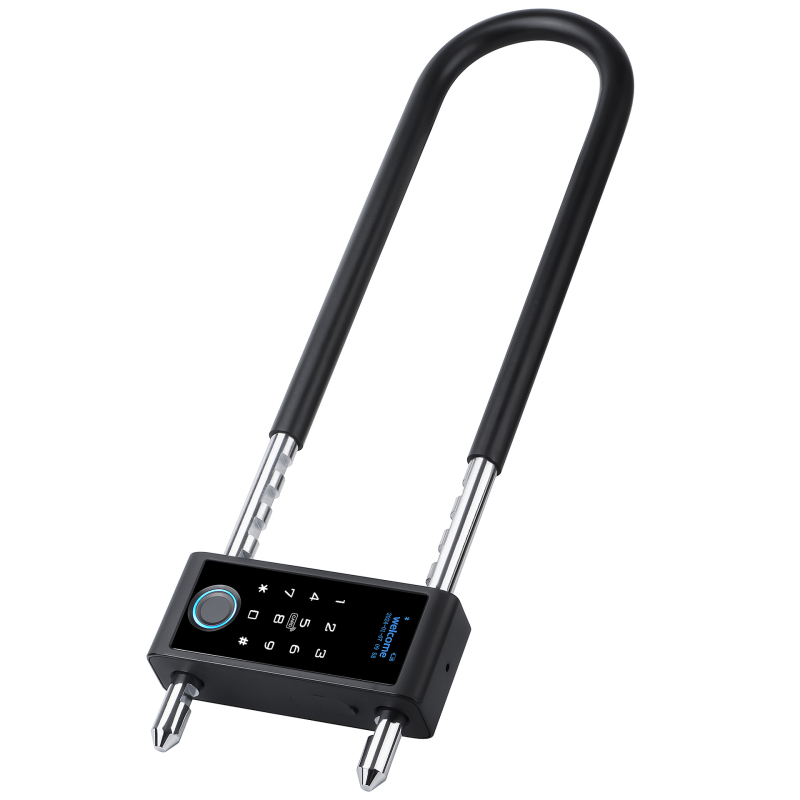 Έξυπνο U-σχήματος κλειδαριά για γυάλινες πόρτες με αποτύπωμα δακτύλου και κωδικό πρόσβασης, μοντέλο U3P, χωρητικότητα αποτυπωμάτων 50, χρόνος σάρωσης <0,1 s, πάνω από 100000 ξεκλειδώσεις, τροφοδοσία AC