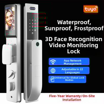 Εξωτερική αδιάβροχη κλειδαριά με αναγνώριση προσώπου για πόρτα εισόδου – πλήρως αυτόνομη έξυπνη κλειδαριά, 100 αποθηκευμένα αποτυπώματα, σάρωση 0,03 s, λειτουργία από -35°C έως 80°C, απομακρυσμένο ξεκλείδωμα