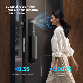 Εξωτερική αδιάβροχη κλειδαριά με αναγνώριση προσώπου για πόρτα εισόδου – πλήρως αυτόνομη έξυπνη κλειδαριά, 100 αποθηκευμένα αποτυπώματα, σάρωση 0,03 s, λειτουργία από -35°C έως 80°C, απομακρυσμένο ξεκλείδωμα