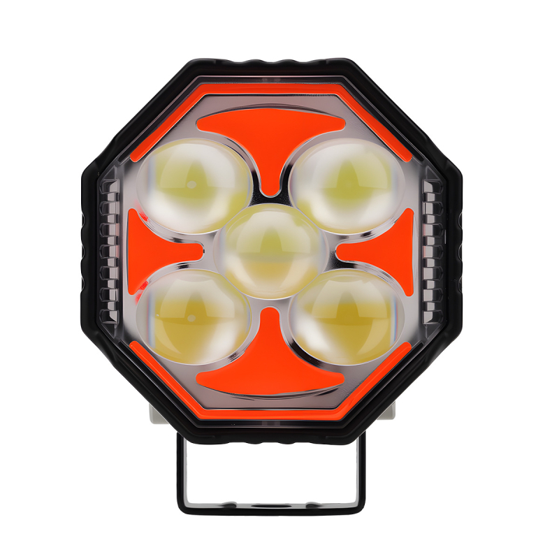 Motociklistički LED osmerokutni reflektor s 8 leća, 12V, avionski aluminij, model Motor291, Kevanly