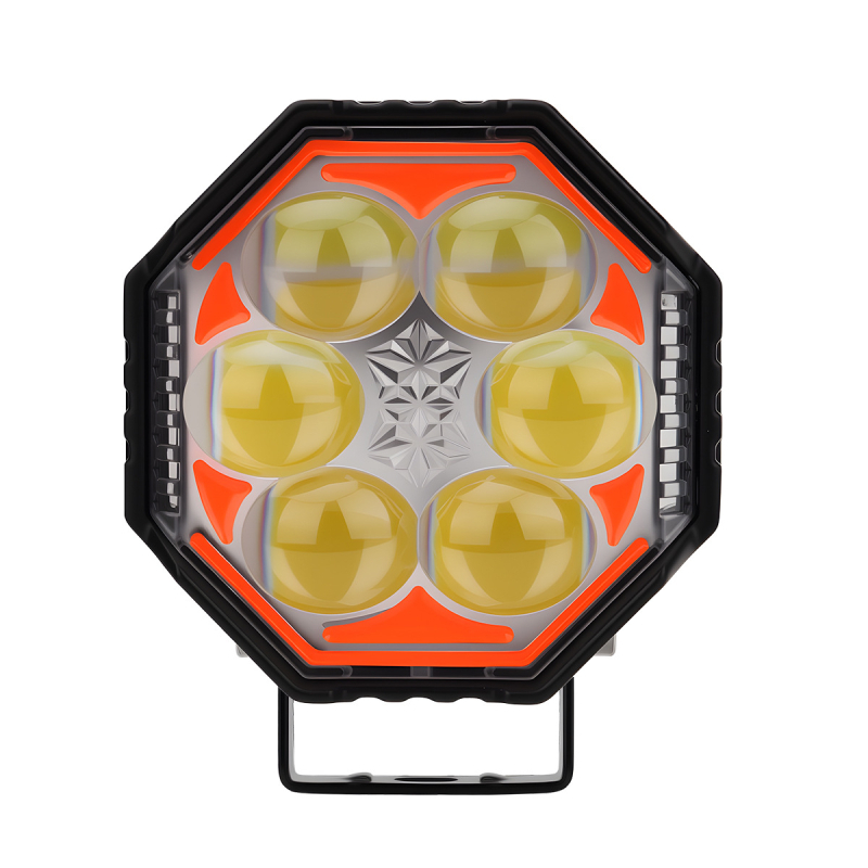 Motociklistički LED osmerokutni reflektor s 8 leća, 12V, avionski aluminij, model Motor291, Kevanly
