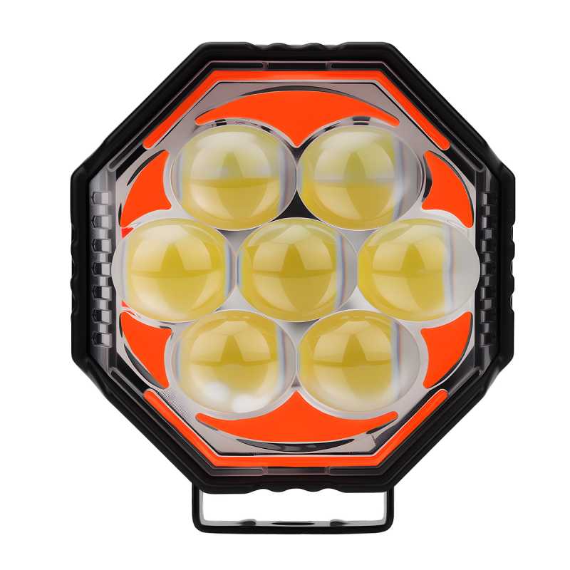 Motociklistički LED osmerokutni reflektor s 8 leća, 12V, avionski aluminij, model Motor291, Kevanly