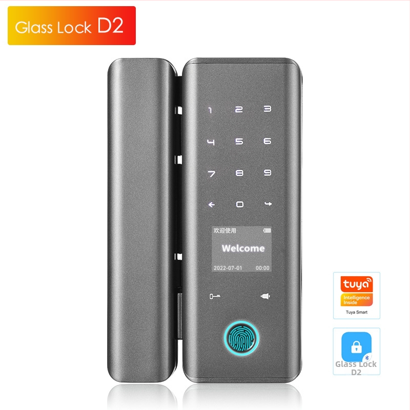 Pametna brava za kancelijske staklene vrata — bez bušenja, s otiskom prsta i lozinkom; memorija otiska 100, više od 100000 otključavanja, skeniranje 0,5 s, napajanje DC