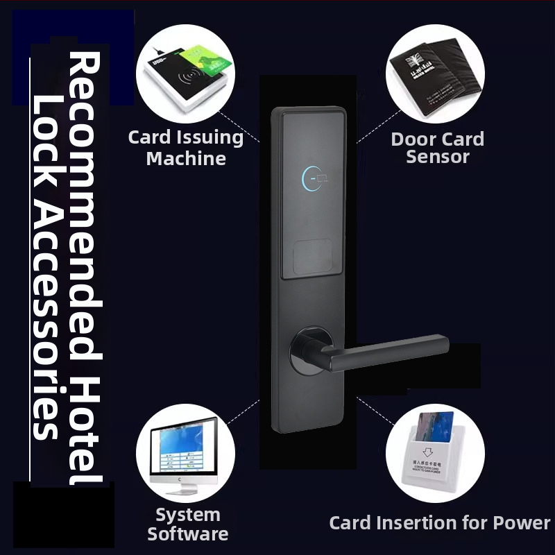 Pametna hotelska brava za vrata s lozinkom i IC karticom, Bluetooth daljinsko upravljanje, za drvena vrata, model J023-x, memorija otisaka 100, više od 100000 otključavanja, skeniranje 0,01 s, mangan čelik