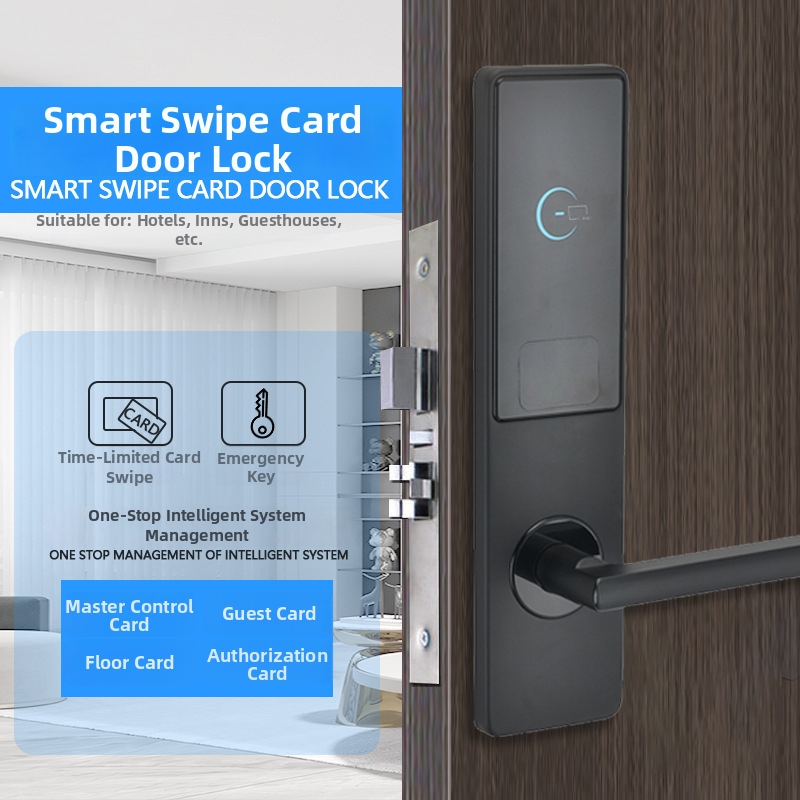 Pametna hotelska brava za vrata s lozinkom i IC karticom, Bluetooth daljinsko upravljanje, za drvena vrata, model J023-x, memorija otisaka 100, više od 100000 otključavanja, skeniranje 0,01 s, mangan čelik