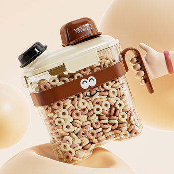 Gabona tároló, zárható, élelmiszer-minőségű, nedvesség- és porálló, négyszögletes alak, PP+PET anyag, kapacitás 2.1–3 L