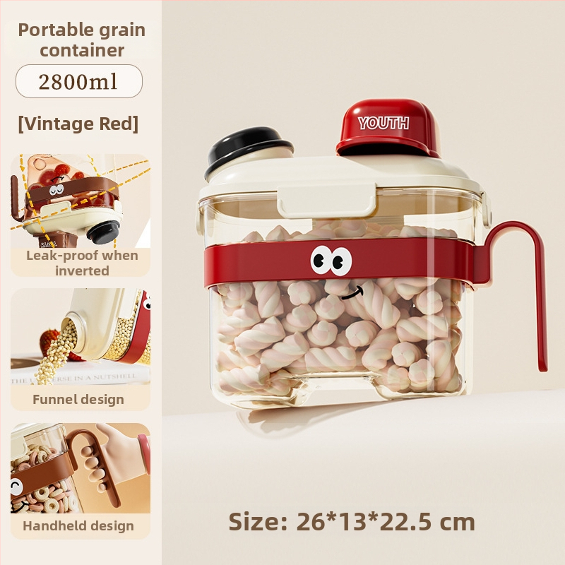 Gabona tároló, zárható, élelmiszer-minőségű, nedvesség- és porálló, négyszögletes alak, PP+PET anyag, kapacitás 2.1–3 L