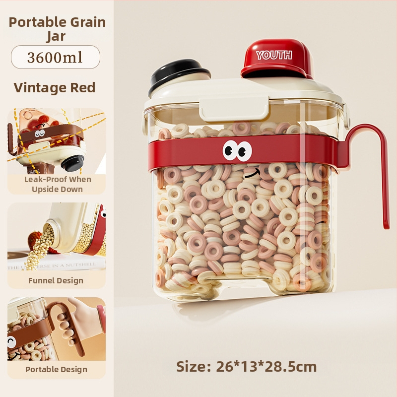 Gabona tároló, zárható, élelmiszer-minőségű, nedvesség- és porálló, négyszögletes alak, PP+PET anyag, kapacitás 2.1–3 L