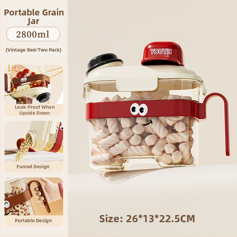 Gabona tároló, zárható, élelmiszer-minőségű, nedvesség- és porálló, négyszögletes alak, PP+PET anyag, kapacitás 2.1–3 L