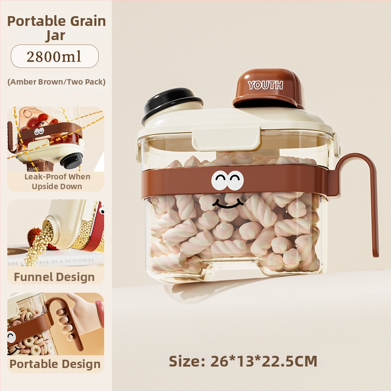 Gabona tároló, zárható, élelmiszer-minőségű, nedvesség- és porálló, négyszögletes alak, PP+PET anyag, kapacitás 2.1–3 L