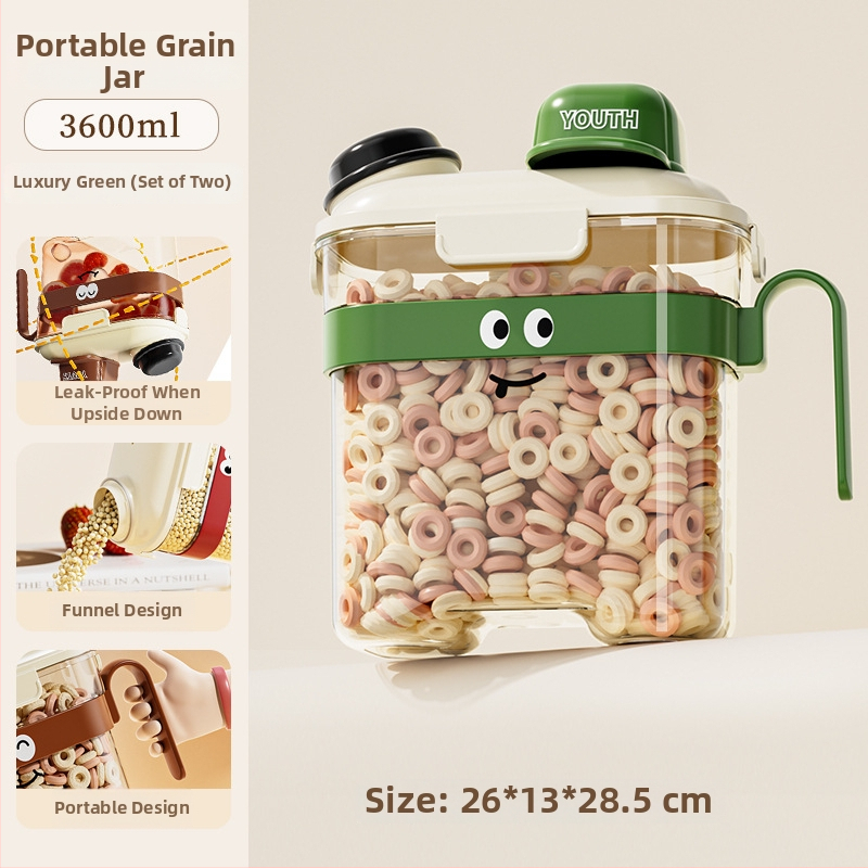 Gabona tároló, zárható, élelmiszer-minőségű, nedvesség- és porálló, négyszögletes alak, PP+PET anyag, kapacitás 2.1–3 L