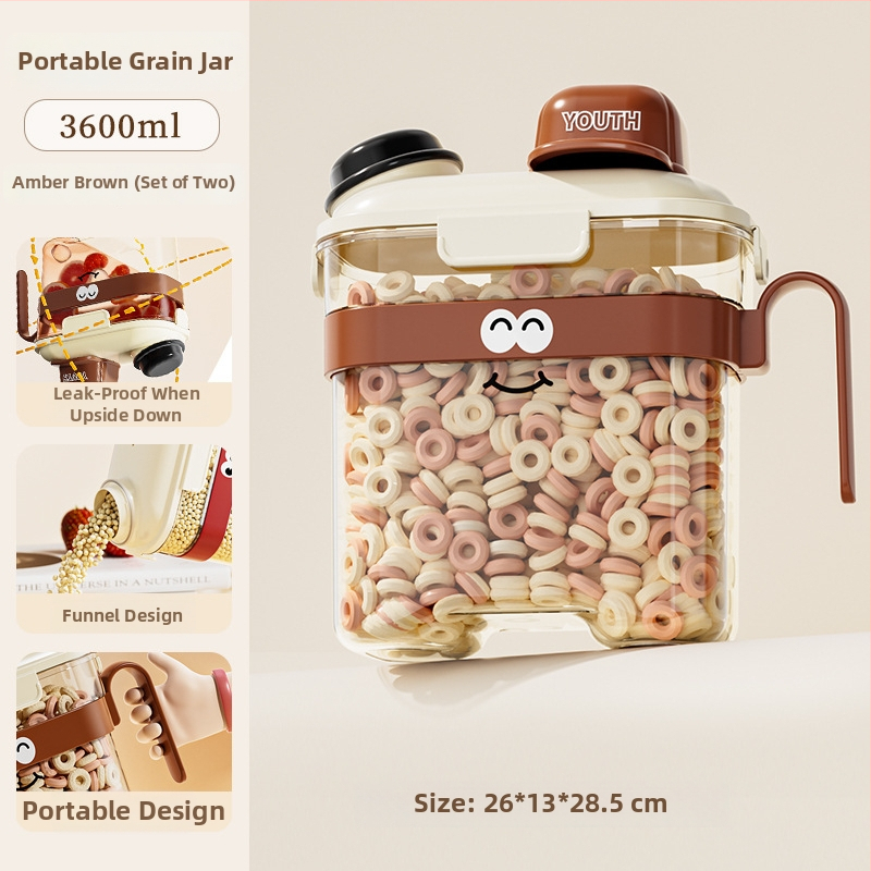 Gabona tároló, zárható, élelmiszer-minőségű, nedvesség- és porálló, négyszögletes alak, PP+PET anyag, kapacitás 2.1–3 L