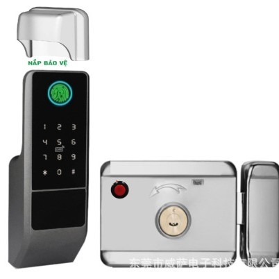 Încuietoare de ușă cu amprentă, model VD08 cu cheie, capacitate 100 amprente, peste 100000 cicluri de deblocare, scanare <1,5 s, panou din aluminiu rezistent la apă