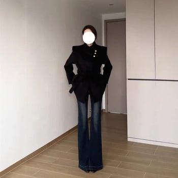 Bootcut traperice od denima s elastičnošću, niski struk, 90–95% poliestera, Zima 2025