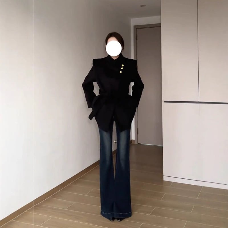Bootcut traperice od denima s elastičnošću, niski struk, 90–95% poliestera, Zima 2025