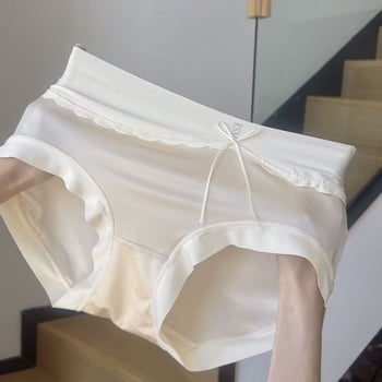 Ženske gaćice od satenskog najlona, srednji porast, antibakterijske, Bowknot uzorak, prepona od viskoze