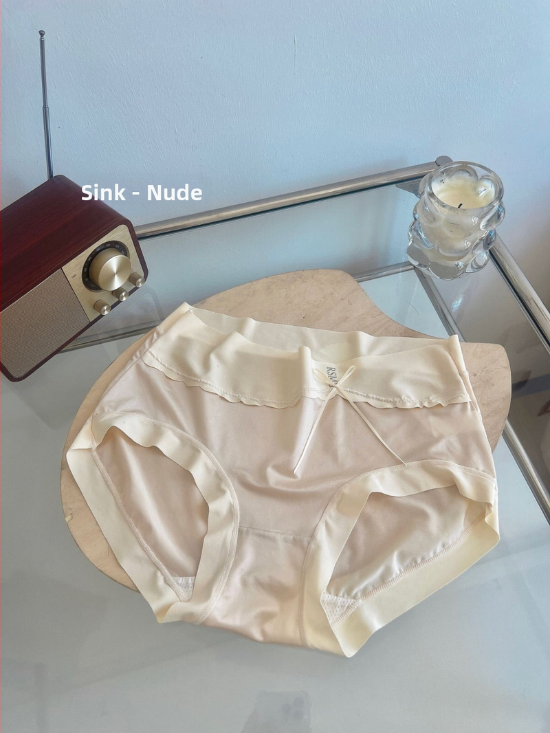 Ženske gaćice od satenskog najlona, srednji porast, antibakterijske, Bowknot uzorak, prepona od viskoze