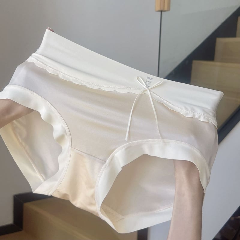Ženske gaćice od satenskog najlona, srednji porast, antibakterijske, Bowknot uzorak, prepona od viskoze