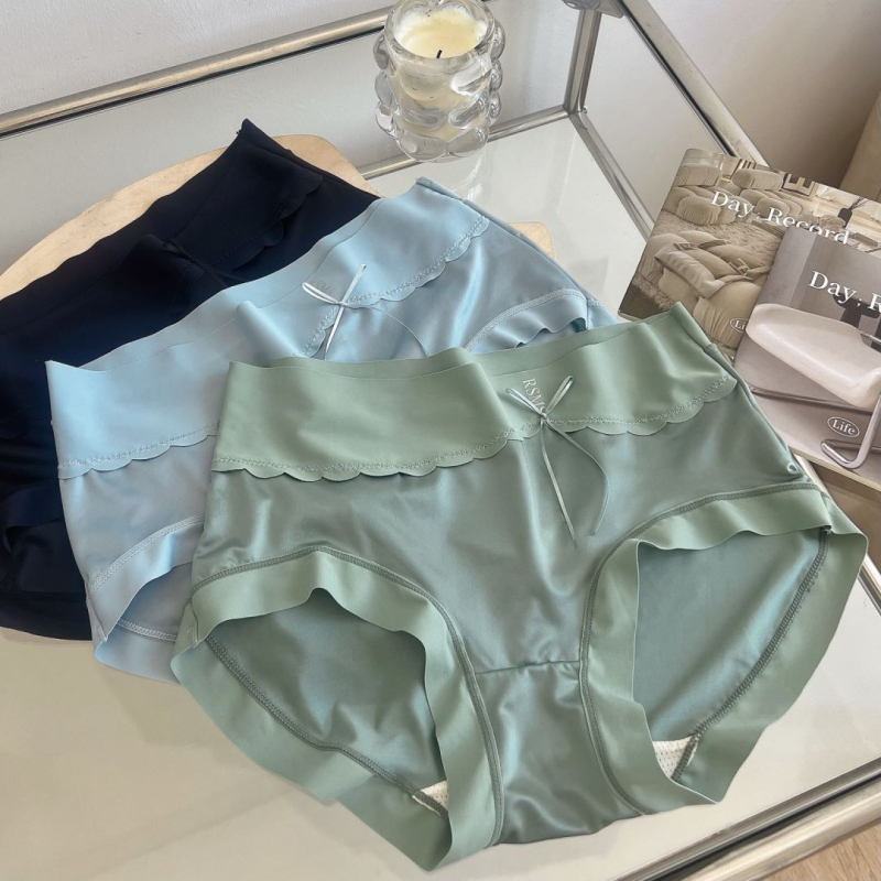 Ženske gaćice od satenskog najlona, srednji porast, antibakterijske, Bowknot uzorak, prepona od viskoze