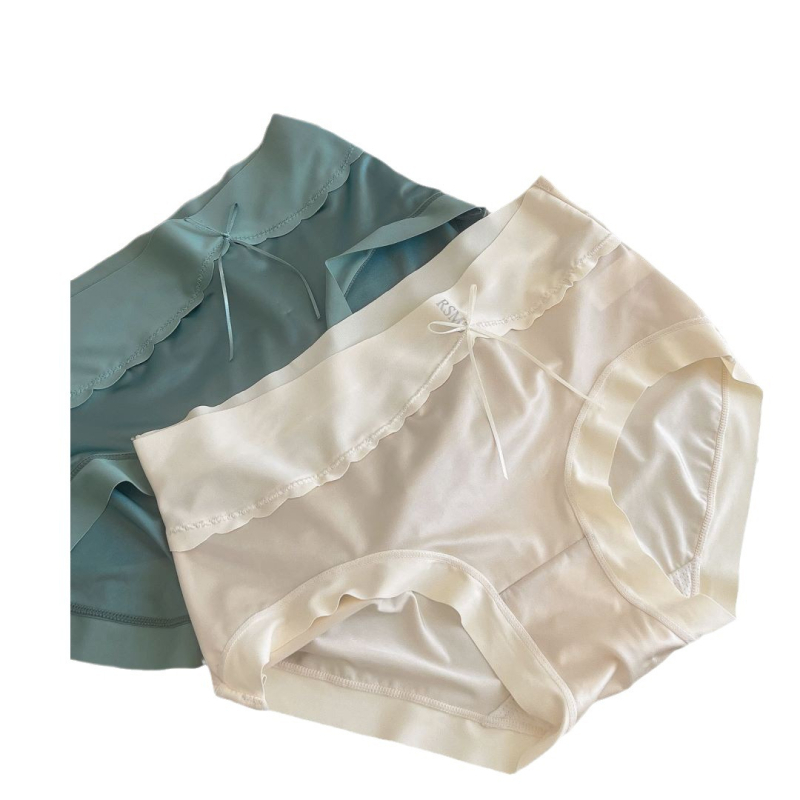 Ženske gaćice od satenskog najlona, srednji porast, antibakterijske, Bowknot uzorak, prepona od viskoze