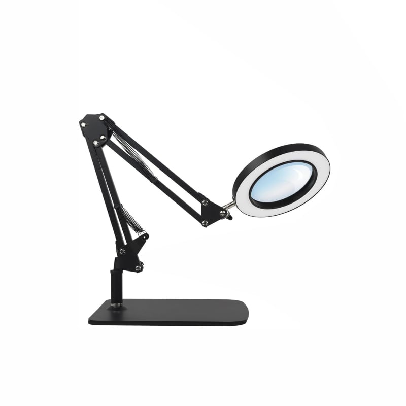 Lampa s povećalom i klipom, USB napajanje, sklopiva stolna lampa za čitanje s 8x/10x povećanjem, metalno sjenilo, 10–15W, CRI ≥90, 3000–6500K, 3 razine svjetline