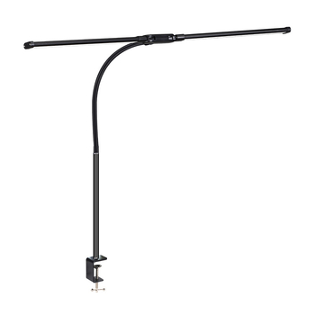 LED stolna lampa s klipsom i fleksibilnim vratom, dvostruka glava, USB napajanje, 12W, aluminijsko sjenilo, zaštita očiju za učenje i čitanje