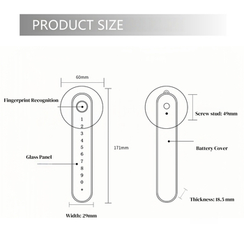 KK 9401 Vnútorný jednoručný zámok na drevené dvere – Bluetooth heslo, otlačok prsta, karta a kľúč; batériové napájanie; viac ako 1 000 000 otvorení; skenovanie 0,01 s