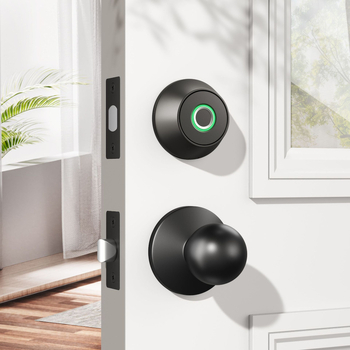 US стандарт входна врата, заключване с пръстов отпечатък, парола и ключ, съхранява до 50 отпечатъка, повече от 100000 отключвания, сканиране под 1,2 s, DC захранване, ляво/дясно обръщане