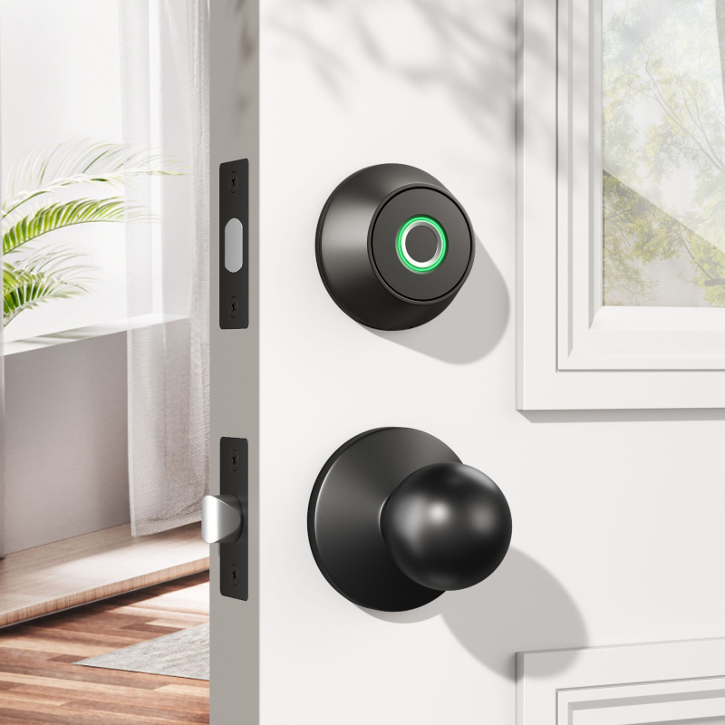 US стандарт входна врата, заключване с пръстов отпечатък, парола и ключ, съхранява до 50 отпечатъка, повече от 100000 отключвания, сканиране под 1,2 s, DC захранване, ляво/дясно обръщане