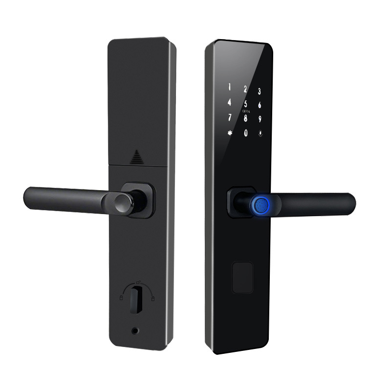 Умна брава за входна врата с пръстов отпечатък, парола и карта — 50 запазени отпечатъка; над 100 000 отключвания; време за сканиране <0,5 сек; фалшиво разпознаване <0,001%; фалшиво отхвърляне <1%