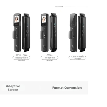 Autonomy GS18 смарт ключалка с 3D разпознаване на лице и отпечатък, DC захранване, време за сканиране под 2 секунди, подходяща за охранителни врати и дървени врати, 3-годишен експлоатационен живот