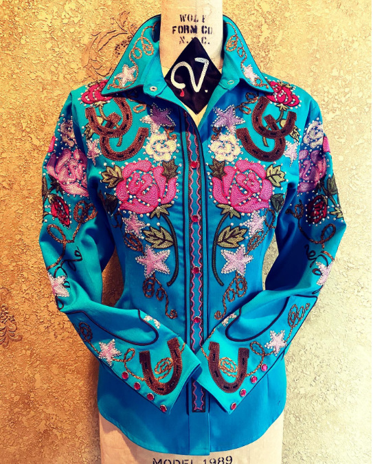 Женска блуза-поло с поло яка, дълги ръкави, тясна кройка, средна дължина, памучно-полиестерова смес с еластан, геометричен принт