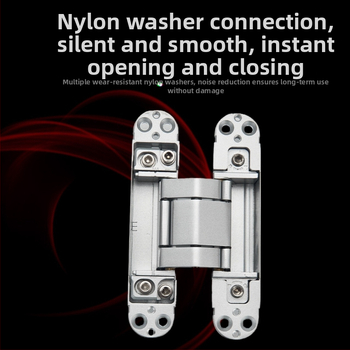 Háromdimenziós állítható rejtett csukló, önzáró, halk működés, cinkötvözet, 2 mm vastagság, felületkezelés: elektrolitikus bevonat és porlasztás